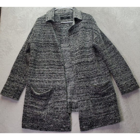 FOREVER 21 Cardigan Sweater Women Gray Knit Long Sleeve Pocket Collar Open Front - Picture 1 of 8